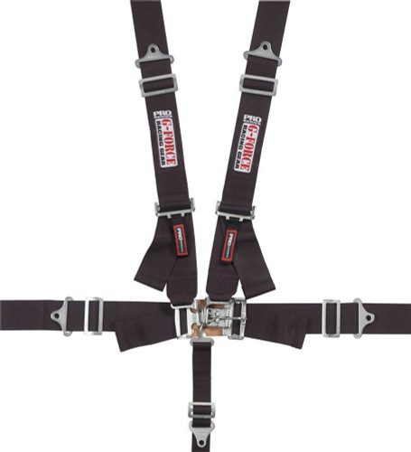 G-Force 6000BK Harness, 5 Point, Latch and Link, SFI 16.1, Pull Down Adjust, Bolt-On / Wrap Around, Individual Harness, Black, Kit