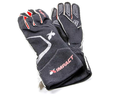 Impact Racing 39000610 Driving Gloves, Alpha, SFI 3.3/5, Double Layer, Fire Retardant Fabric, Black, X-Large, Pair