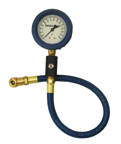 Intercomp 360066 Tire Pressure Gauge, Deluxe, 0-30 psi, Analog, 2-1/2 in Diameter, Liquid Filled, White Face, 1/2 lb Increments, Each