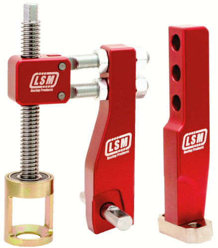LSM Racing Products SC-515 Valve Spring Compressor, Head-On, Shaft Mount, Aluminum, Red Anodized, Dart Big Chief, Kit