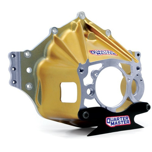 Quarter Master 110150R Bellhousing, Reverse Mount Starter, Magnesium, Gold Powder Coat, Chevy, Each