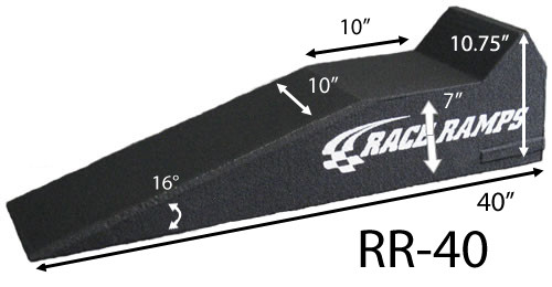Race Ramps RR-40 Sport Ramp, 7 in Lift Height, 40 in Long, 10 in Wide, 16.7 Degree Incline, 1500 lb Capacity, 1-Piece design, Pair