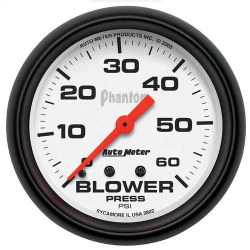 AutoMeter 5802 2-5/8 in. Blower Pressure, 0-60 PSI, Mechanical, Phantom Gauge, White