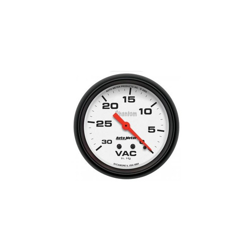 AutoMeter 5884 2-5/8 in. Vacuum, 0-30 in. HG, Phantom Gauge, White