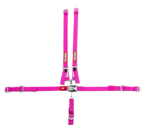 Racequip 709089RQP Harness, 5 Point, Latch and Link, SFI 16.2, Pull Up Adjust, Bolt-On / Wrap Around, Individual Harness, Pink, Jr Dragster / Quarter Midget, Kit