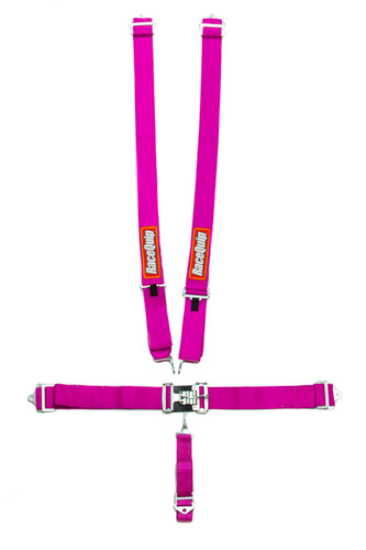 Racequip 711081RQP Harness, 5 Point, Latch and Link, SFI 16.1, Pull Down Adjust, Bolt-On / Wrap Around, Individual Harness, Pink, Kit