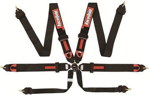 Racequip 851001RQP Harness, 6 Point, Camlock, FIA Approved, Pull Down Adjust, Clip-In / Wrap Around, Individual Harness, Black, Kit