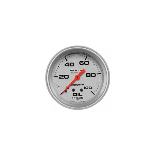 AutoMeter 4421 2-5/8 in. Oil Pressure, 0-100 PSI, Mechanical, Ultra Lite Gauge, Silver