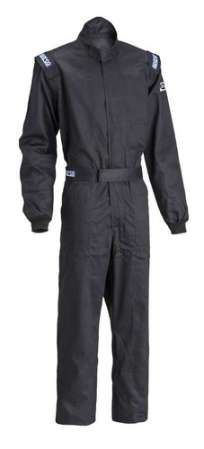 Sparco 001051D2MNR One Driving Suit, 1-Piece, SFI 3.2A/1, Single Layer, Fire Retardant Cotton, Black, Medium, Each