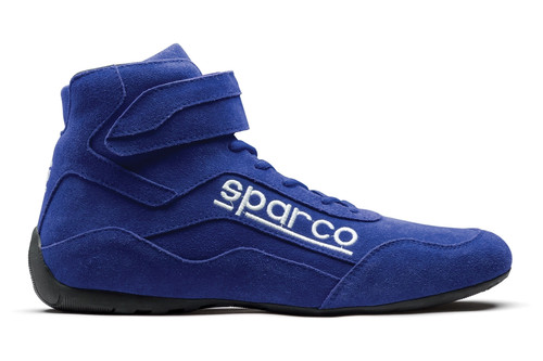 Sparco 001272105A Driving Shoe, Race, High-Top, SFI 3.3/5, Suede Outer, Fire Retardant Inner, Blue, Size 10-1/2, Pair
