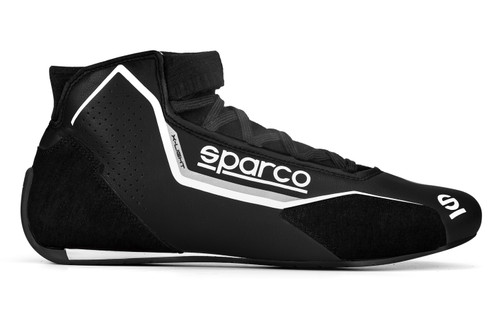 Sparco 00128344NRGR Driving Shoe, X-Light, Mid-Top, FIA Approved, Leather Outer, Fire Retardant Inner, Black, Euro 44, Pair