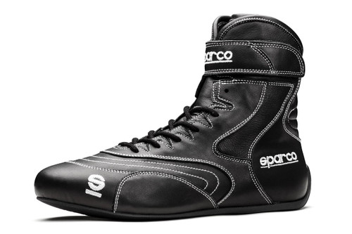 Sparco 00129446NR Driving Shoe, SFI 20 Drag, High-Top, SFI 3.3/20, Leather Outer, Fire Retardant Inner, Black, Euro 46, Pair