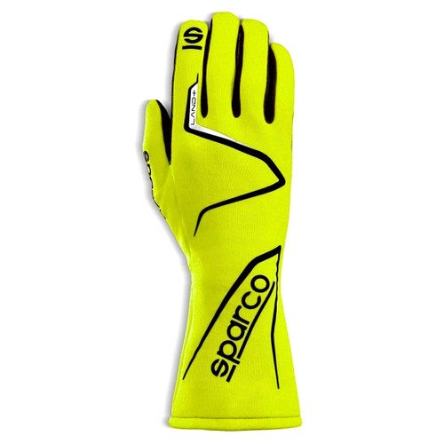 Sparco 00136311GF Driving Gloves, Land, SFI 3.3/5, FIA Approved, Single Layer, Fire Retardant Fabric, Yellow, Large, Pair