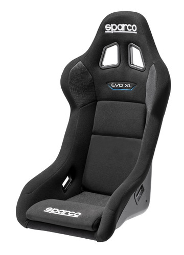 Sparco 008015RNR Seat, EVO X-Large QRt, Non-Reclining, FIA Approved, Side Bolsters, Harness Openings, Fiberglass Composite, Fire-Retardant Non-Slip Fabric, Black, Each