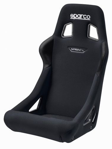 Sparco 008234LNR Seat, Sprint L, Non-Reclining, FIA Approved, Side Bolsters, Harness Openings, Steel Frame, Fire-Retardant Non-Slip Fabric, Black, Each