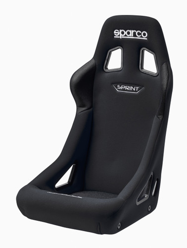 Sparco 008235NR Seat, Sprint Sky, Non-Reclining, FIA Approved, Side Bolsters, Harness Openings, Steel Frame, Fire-Retardant Non-Slip Fabric, Black, Each
