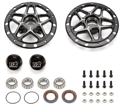 Ti22 Performance TIP2800 Wheel Hub, Front, 2 Direct Mount Hubs, Bearings / Dust Cap / Nuts / Races / Seals / Wheel Studs Included, Aluminum, Black Anodized, Pair
