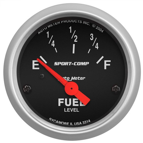 AutoMeter 3314 2-1/16 in. Fuel Level Gauge, 0-90 ohms, Air-Core, SSE, Sport Comp, Black