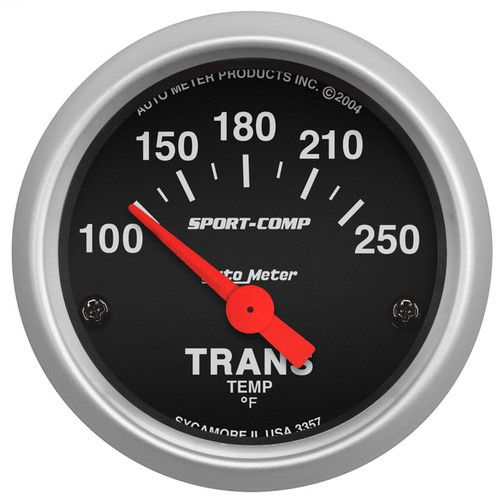 AutoMeter 3357 2-1/16 in. Transmission Temperature Gauge, 100-250 F, Air-Core, Sport Comp, Black