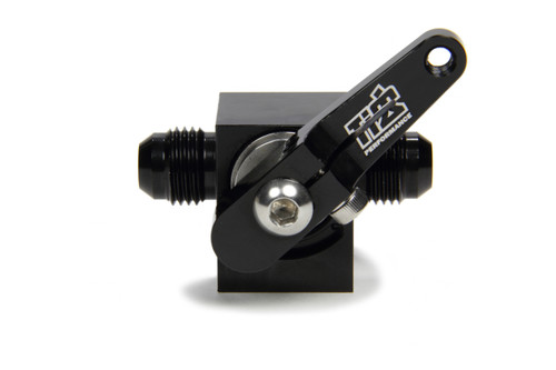 Ti22 Performance TIP5580 Shutoff Valve, Waterman Style, Fuel Shutoff, In-Line, 6 AN Male Inlet, 6 AN Male Outlet, Aluminum, Black Anodized, Each