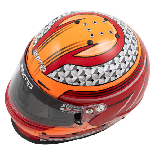 Zamp H764C35L RZ-62 Helmet, Closed Face, Snell SA2020, Head and Neck Support Ready, Gloss Red/Orange, Large, Each