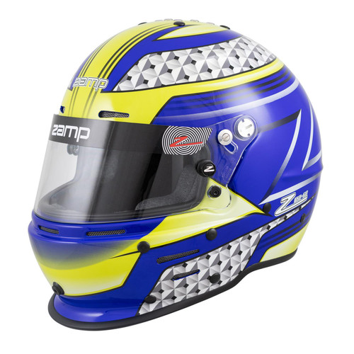 Zamp H764C36L RZ-62 Helmet, Closed Face, Snell SA2020, Head and Neck Support Ready, Gloss Blue/Green, Large, Each