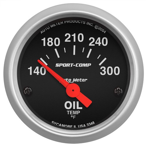 AutoMeter 3348 2-1/16 in. Oil Temperature Gauge, 140-340 F, Air-Core, Sport Comp, Black