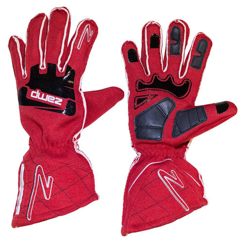 Zamp RG10002M Driving Gloves, ZR-50, SFI 3.3/5, Double Layer, Fire Retardant Fabric / Silicone, Red, Medium, Pair