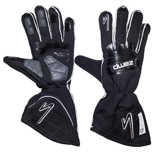 Zamp RG10003XS Driving Gloves, ZR-50, SFI 3.3/5, Double Layer, Fire Retardant Fabric / Silicone, Black, X-Small, Pair