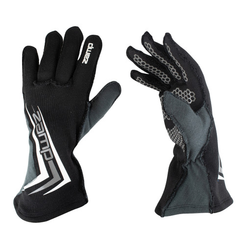 Zamp RG20003L Driving Gloves, ZR-60, SFI 3.3/5, Double Layer, Fire Retardant Fabric, Silicone Palm, Black, Large, Pair