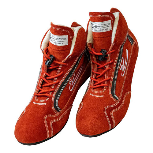 Zamp RS00100211 Driving Shoe, ZR-30, Mid-Top, SFI 3.3/5, Suede Outer, Rubber Sole, Fire Retardant NMX Inner, Red, Size 11, Pair