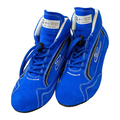 Zamp RS00100410 Driving Shoe, ZR-30, Mid-Top, SFI 3.3/5, Suede Outer, Rubber Sole, Fire Retardant NMX Inner, Blue, Size 10, Pair