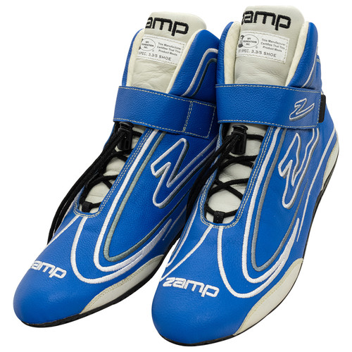 Zamp RS003C0410 Driving Shoe, ZR-50, Mid-Top, SFI 3.3/5, Leather Outer, Rubber Sole, Fire Retardant NMX Inner, Blue, Size 10, Pair