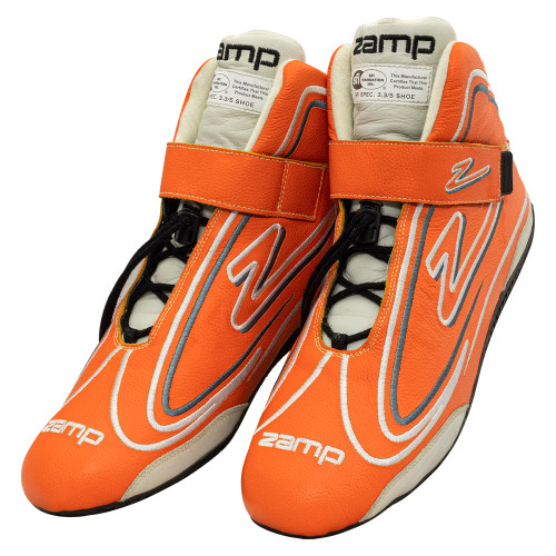 Zamp RS003C0811 Driving Shoe, ZR-50, Mid-Top, SFI 3.3/5, Leather Outer, Rubber Sole, Fire Retardant NMX Inner, Neon Orange, Size 11, Pair