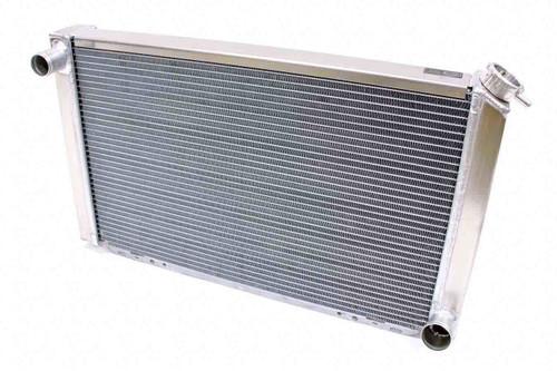 Be-Cool Radiators 35005 Radiator, Universal-Fit, 28 in W x 17 in H x 3 in D, Driver Side Inlet, Passenger Side Outlet, Aluminum, Natural, Each