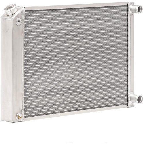 Be-Cool Radiators 35202 Radiator, Bone Yard, 26.500 in W x 19.500 in H x 3 in D, Passenger Side Inlet, Passenger Side Outlet, Aluminum, Natural, GM LS-Series, Each