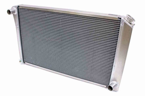 Be-Cool Radiators 60010 Radiator, Factory-Fit, 33 in W x 19 in H x 3 in D, Driver Side Inlet, Passenger Side Outlet, Aluminum, Natural, GM A-Body / F-Body 1965-81, Each