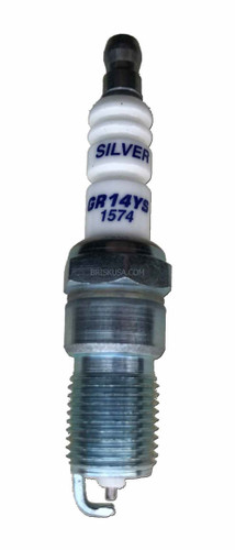 Brisk Racing Spark Plugs GR14YS Spark Plug, Silver Racing, 14 mm Thread, 18 mm Reach, Heat Range 14, Tapered Seat, Resistor, Each