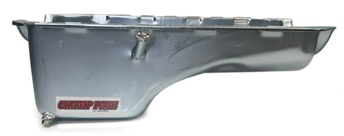 Champ Pans CP207 Engine Oil Pan, Street / Strip, Rear Sump, 6 qt, 7-3/4 in Deep, Louvered Windage Tray, Steel, Zinc Plated, Mark IV, Big Block Chevy, Each