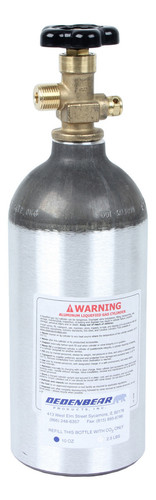 Dedenbear AB25V CO2 Bottle, 2.5 lb, Standard Valve, Aluminum, Clear Anodized, Each