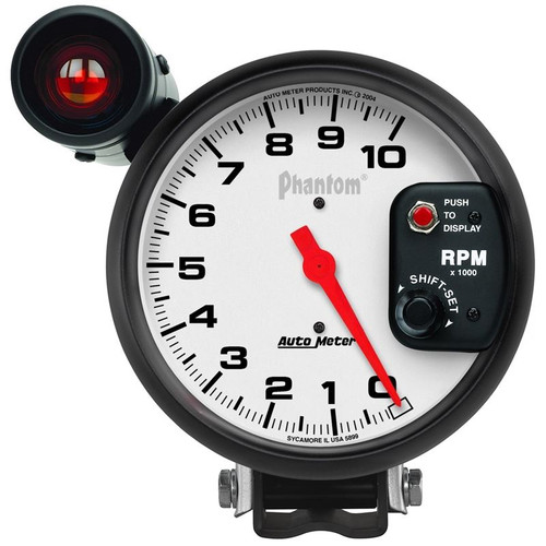 AutoMeter 5899 5 in. Pedestal Tachometer, 0-10,000 RPM, Phantom, White