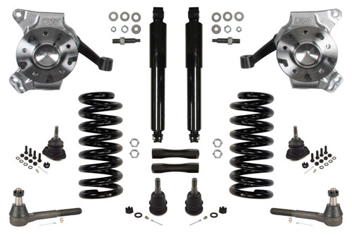 Detroit Speed Engineering 032086DS Front Suspension Kit, 4-1/2 in Drop, Non-adjustable, Control Arms / Hardware / Shocks / Springs, Black Powder Coat, GM Fullsize Truck 1967-70, Kit