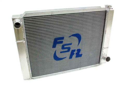 FSR Racing 2719T2 Radiator, 27.500 in W x 19 in H, Triple Pass, Driver Side Inlet, Passenger Side Outlet, Aluminum, Natural, GM, Each