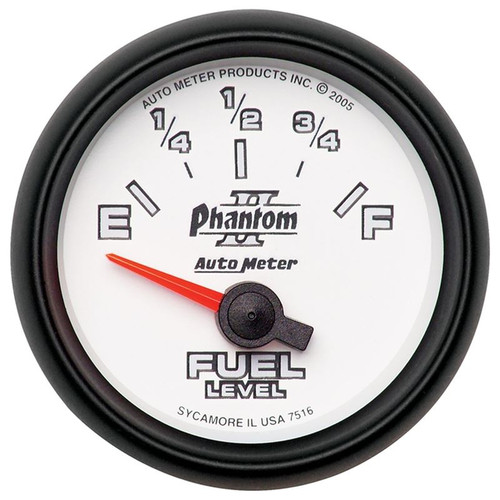 AutoMeter 7516 2-1/16 in. Fuel Level Gauge, 240- 33 ohms, Air-Core, SSE, White/Black