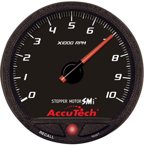 Longacre 52-44384 Tachometer, AccuTech SMI, 10000 RPM, Analog, 4-1/2 in Diameter, Dash Mount, Black Face, Shift Light, Each