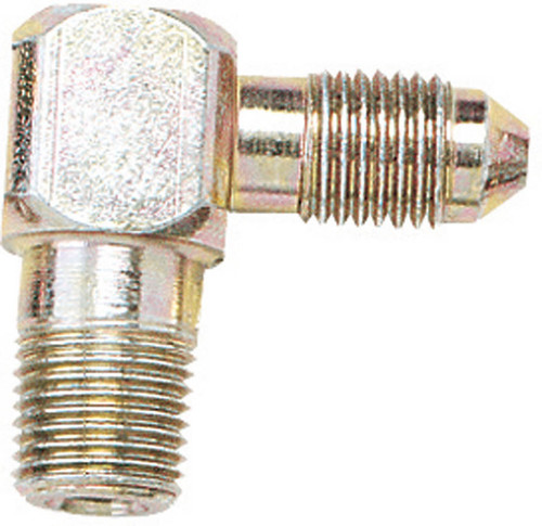 Longacre 52-45230 Fitting, Adapter, 90 Degree, 1/8 in NPT Male to 4 AN Male, Steel, Natural, Each