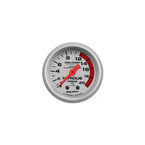 AutoMeter 4328 2-1/16 in. Nitrous Pressure Gauge, 0-2000 PSI, Mechanical, Ultra Lite, Silver