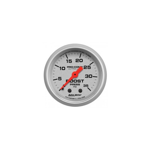 AutoMeter 4304 2-1/16 in. Boost Gauge, 0-35 PSI, Mechanical, Ultra Lite, Silver