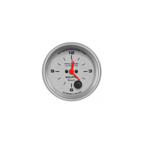 AutoMeter 4485 2-5/8 in. Clock Gauge, 12 Hour, Ultra Lite, Silver