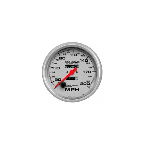 AutoMeter 4496 5 in. Speedometer, 0-200 MPH, Mechanical, Ultra Lite, Silver